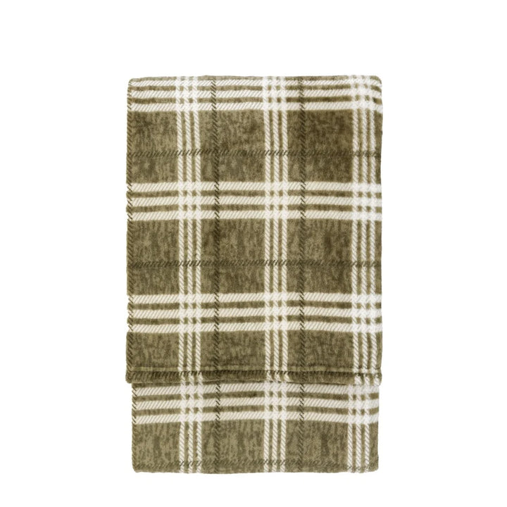 Checkmate Rolled Fleece Throw in Olive