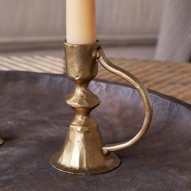 Prema Candle Holder in Antique Brass