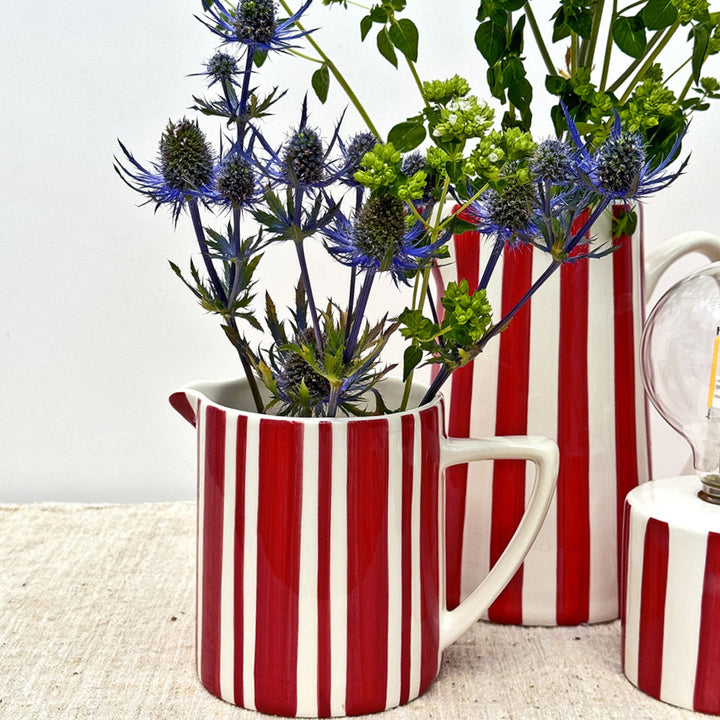Small Red Striped Ceramic Jug
