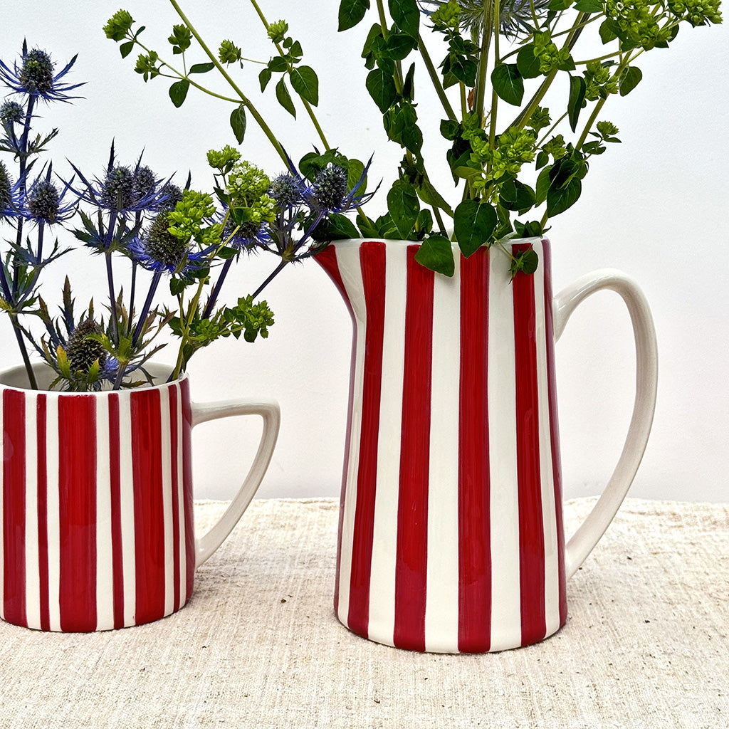 Small Red Striped Ceramic Jug