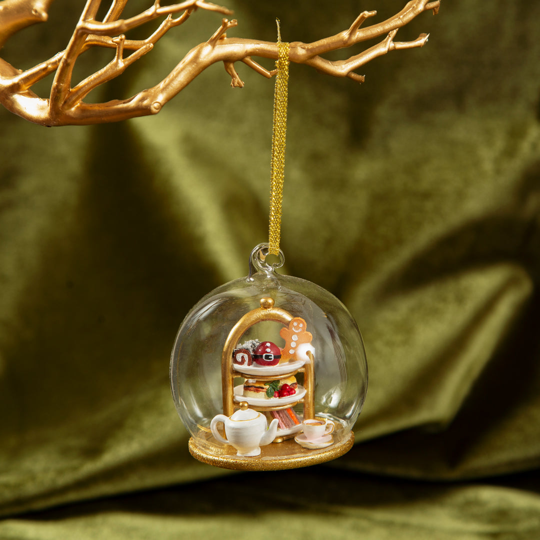 Christmas Tea Dome Glass Tree Decoration