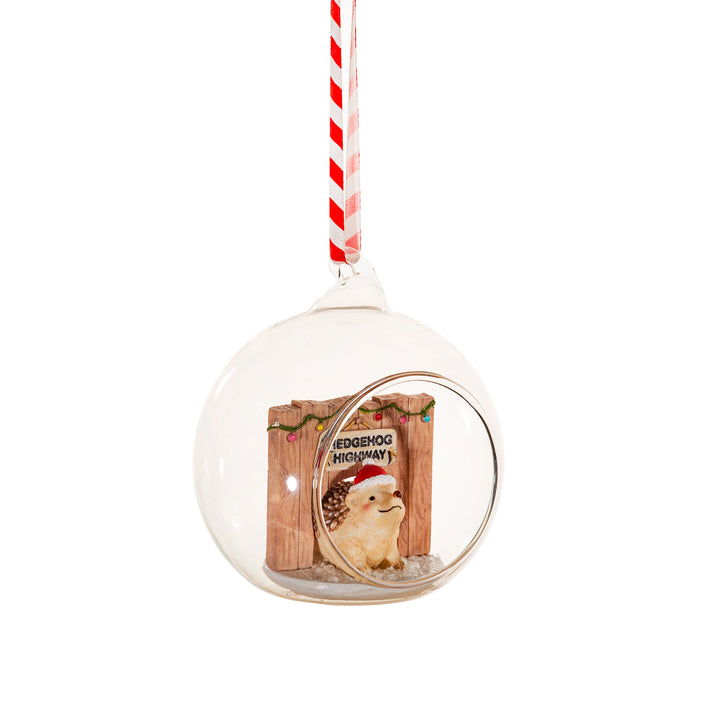 Hedgehog Highway Dome Glass Tree Decoration
