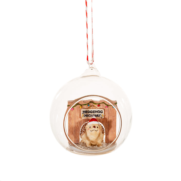 Hedgehog Highway Dome Glass Tree Decoration