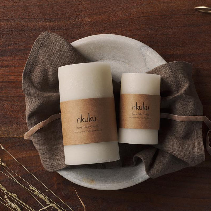 Rustic Soy Blend Pillar Candle in White