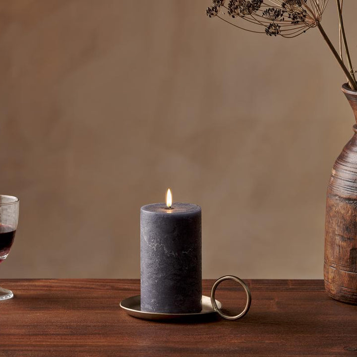 Rustic Soy Blend Pillar Candle in Charcoal