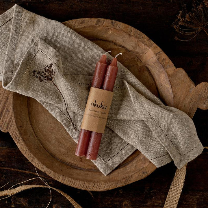 Rustic Soy Blend Dinner Candle in Rust Set of 2