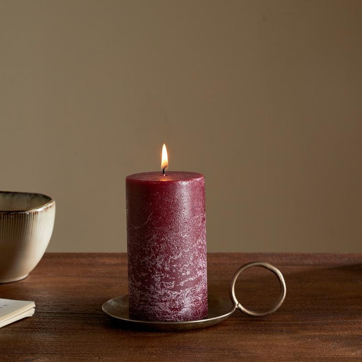 Rustic Soy Blend Pillar Candle in Dark Cherry