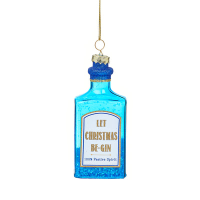 Blue Gin Bottle Shaped Bauble