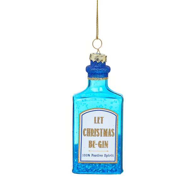 Blue Gin Bottle Shaped Bauble