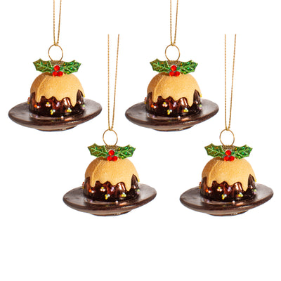 Christmas Pudding Baubles Set of 4