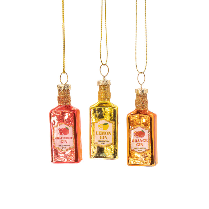 Flavoured Gin Bottle Mini Bauble Set of 3