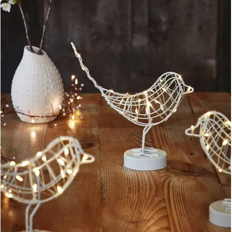 Pre-lit Table Robin in White