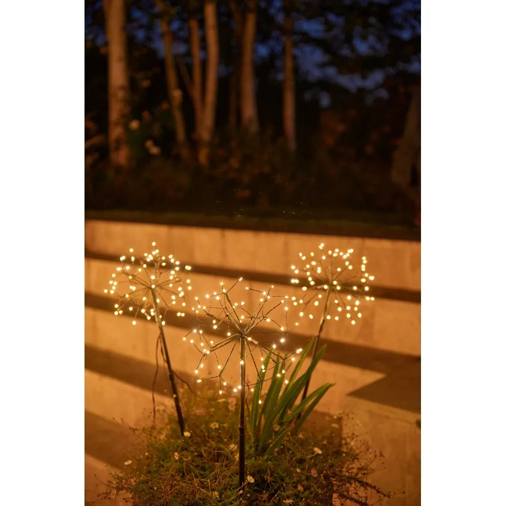 Set of 3 Mini Dandelion LED Stake Lights in Brown