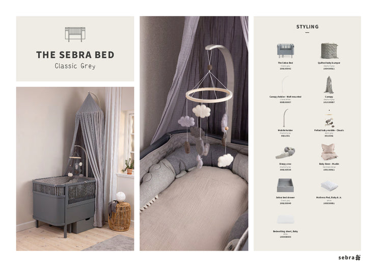 INSPIRATION Classic Grey Cot Bed & Grey & Blue Accessories