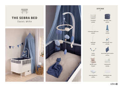 INSPIRATION Classic White Cot Bed & Blue Accessories
