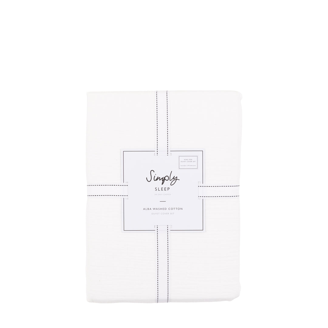 Alba Washed Cotton Duvet Set in White