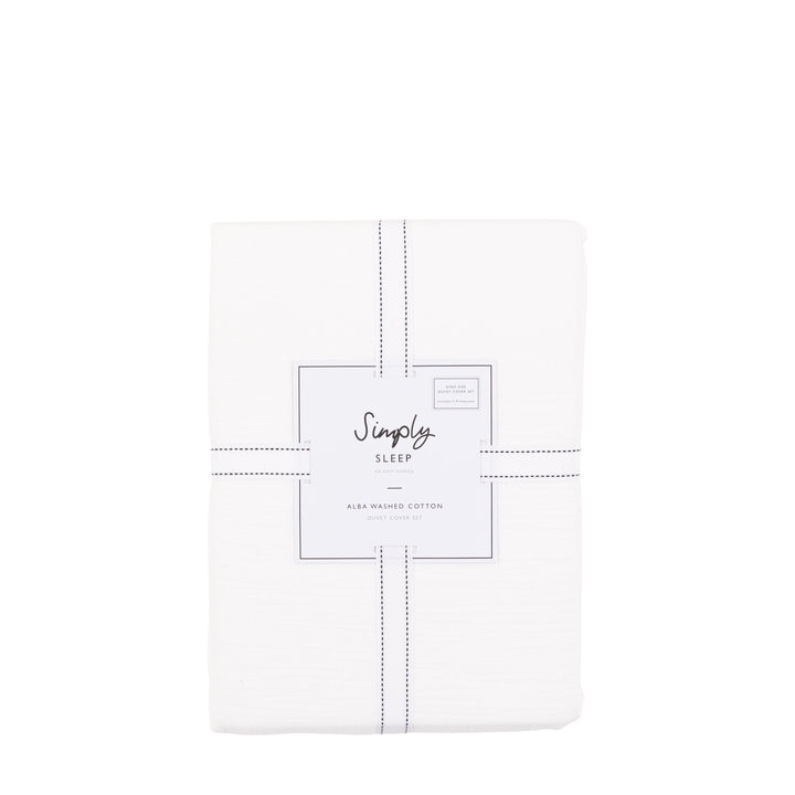 Alba Washed Cotton Duvet Set in White