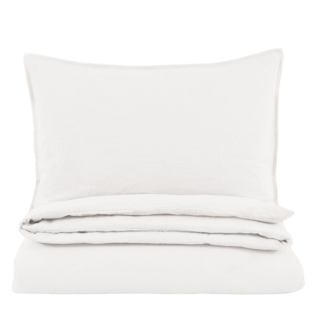 Alba Washed Cotton Duvet Set in White