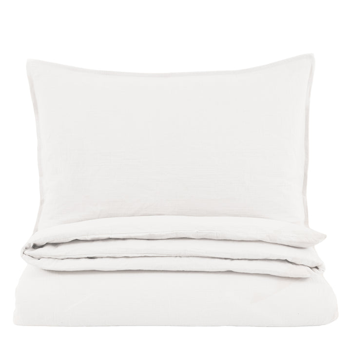 Alba Washed Cotton Duvet Set in White