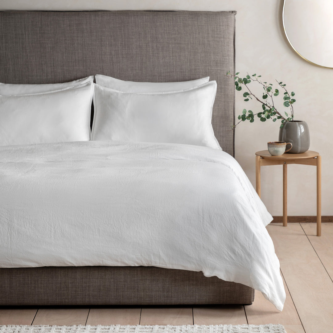 Alba Washed Cotton Duvet Set in White