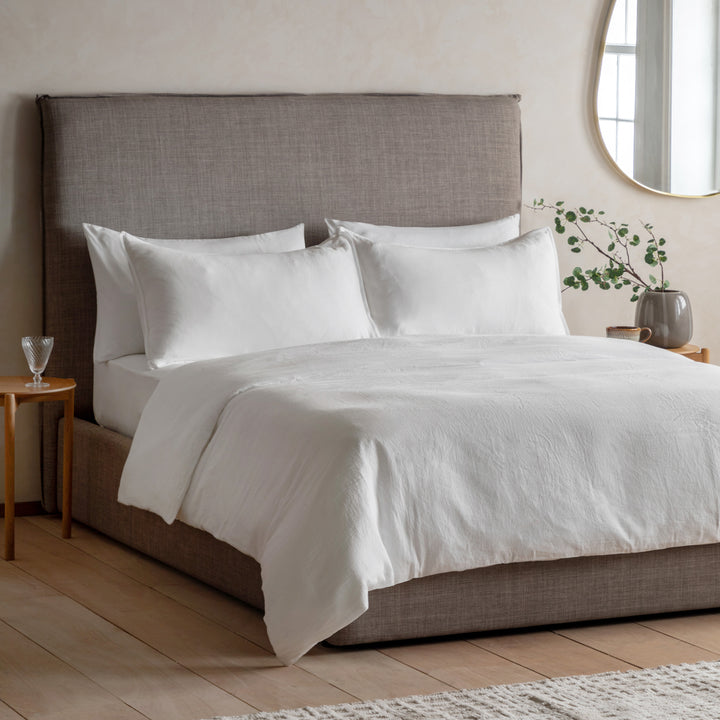 Alba Washed Cotton Duvet Set in White