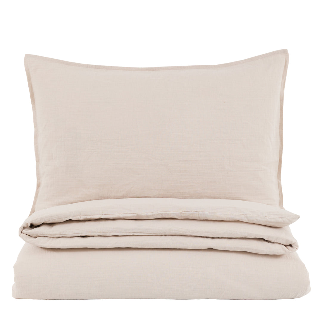 Alba Washed Cotton Duvet Set in Taupe
