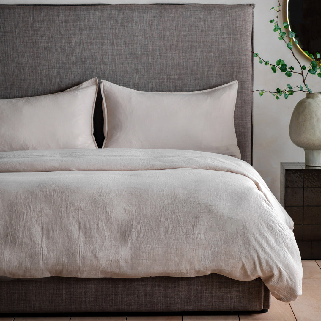 Alba Washed Cotton Duvet Set in Taupe