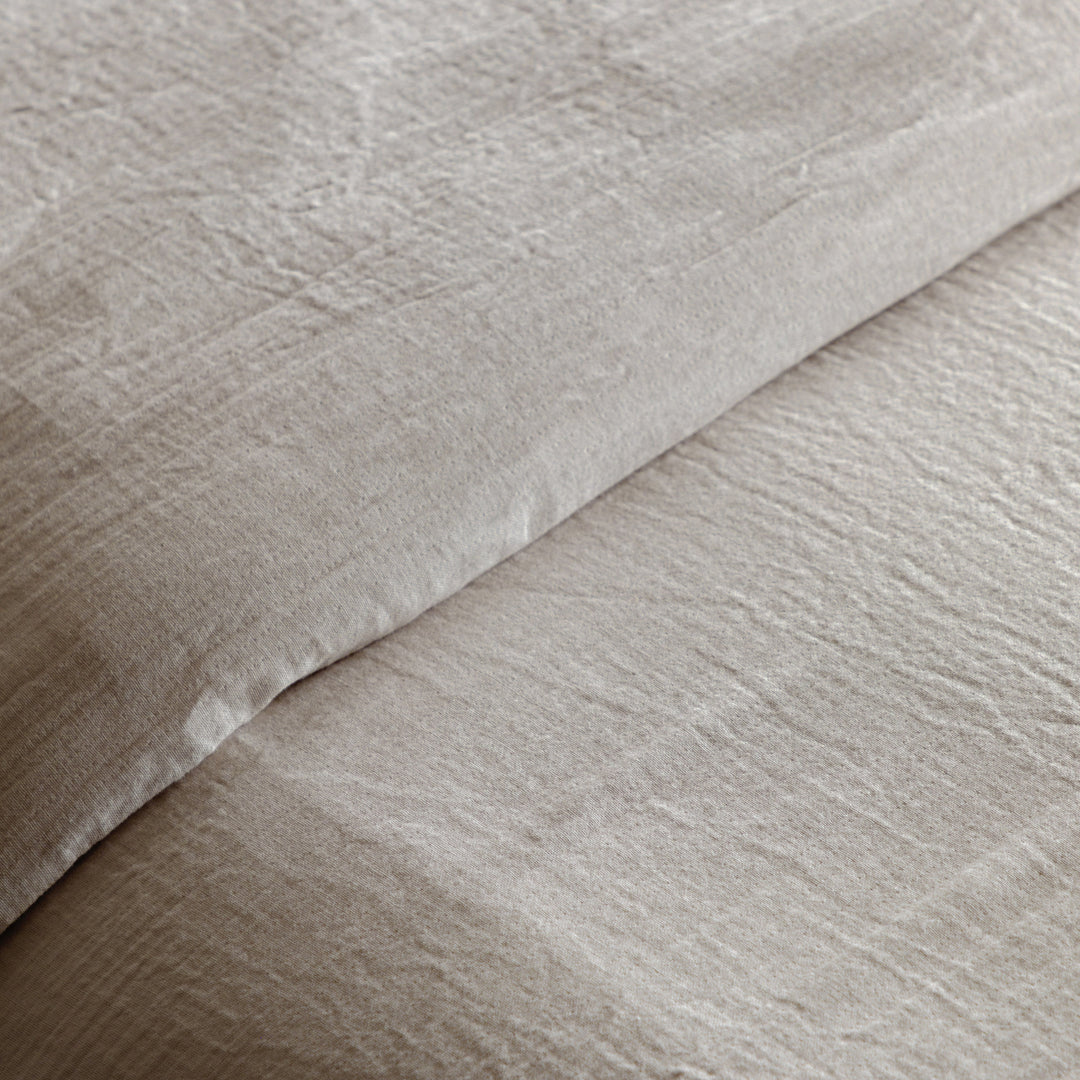 Alba Washed Cotton Duvet Set in Taupe