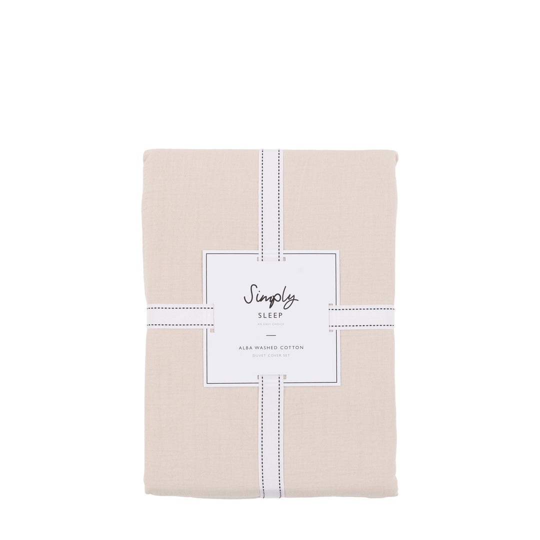 Alba Washed Cotton Duvet Set in Taupe