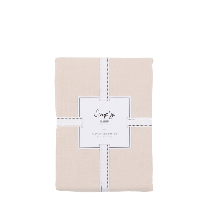 Alba Washed Cotton Duvet Set in Taupe