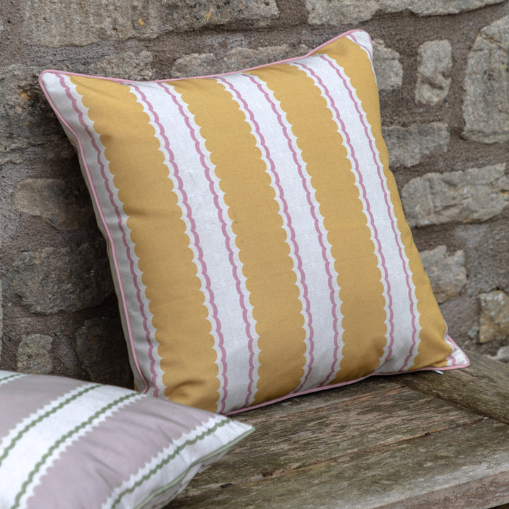 Calivana Cushion in Ochre/Pink
