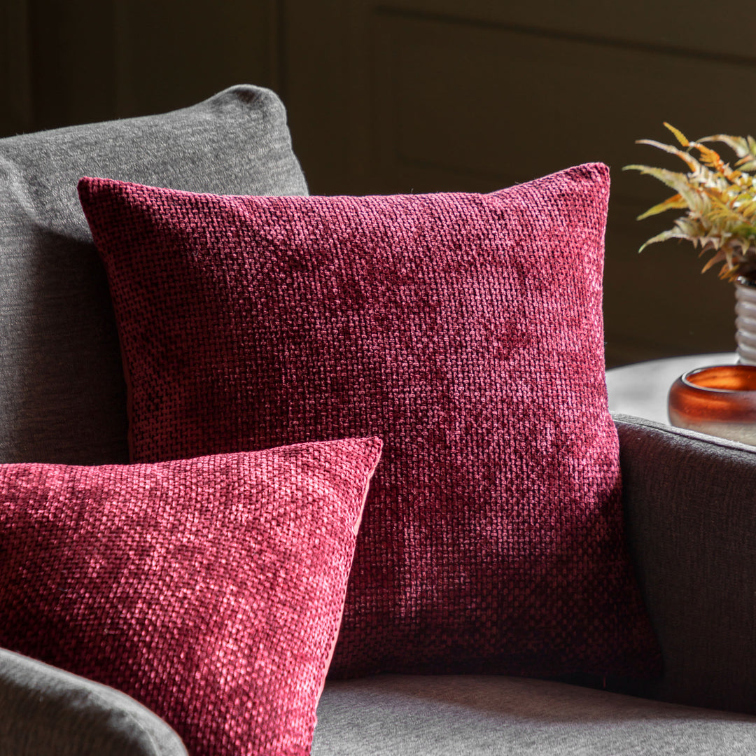 Set of 2 Basketweave Chenille Cushion Merlot