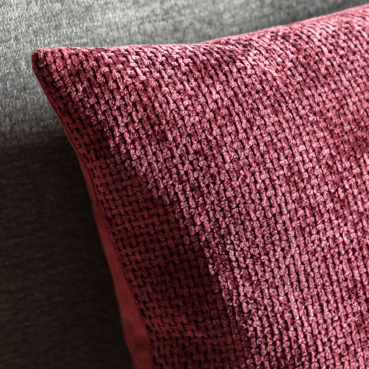 Set of 2 Basketweave Chenille Cushion Merlot