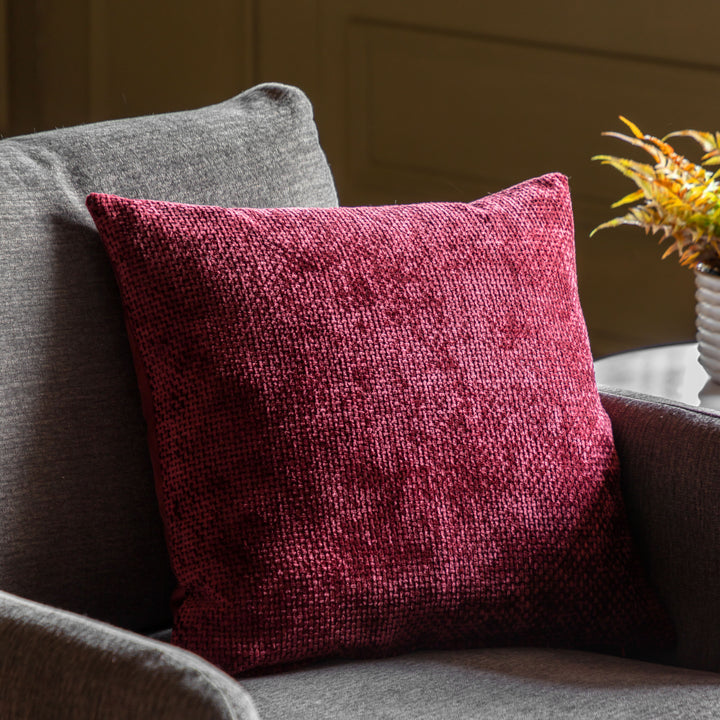 Set of 2 Basketweave Chenille Cushion Merlot