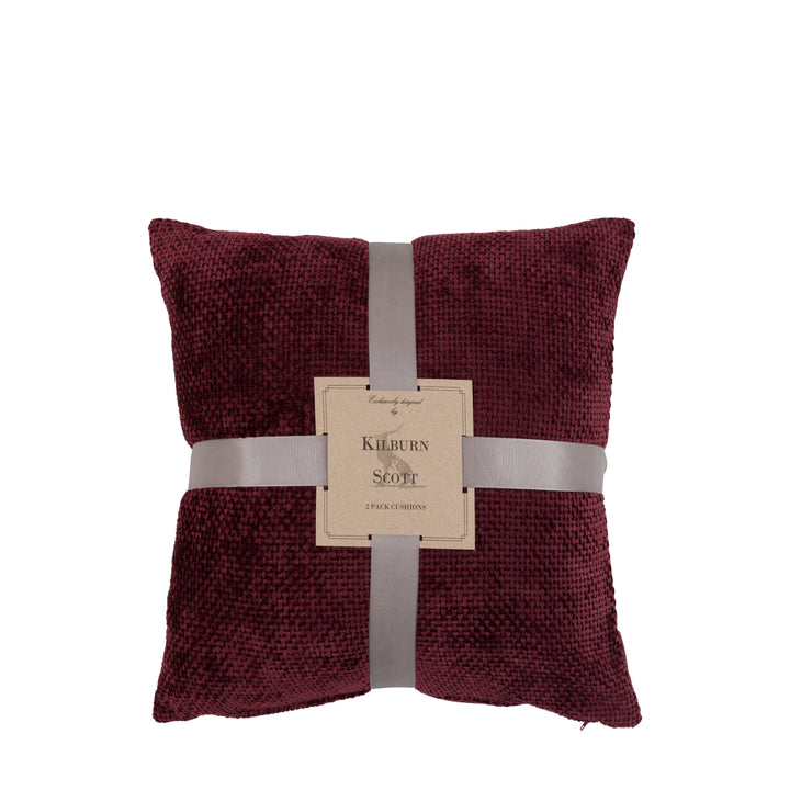 Set of 2 Basketweave Chenille Cushion Merlot