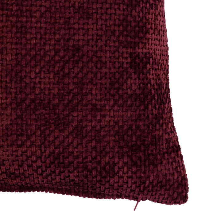 Set of 2 Basketweave Chenille Cushion Merlot