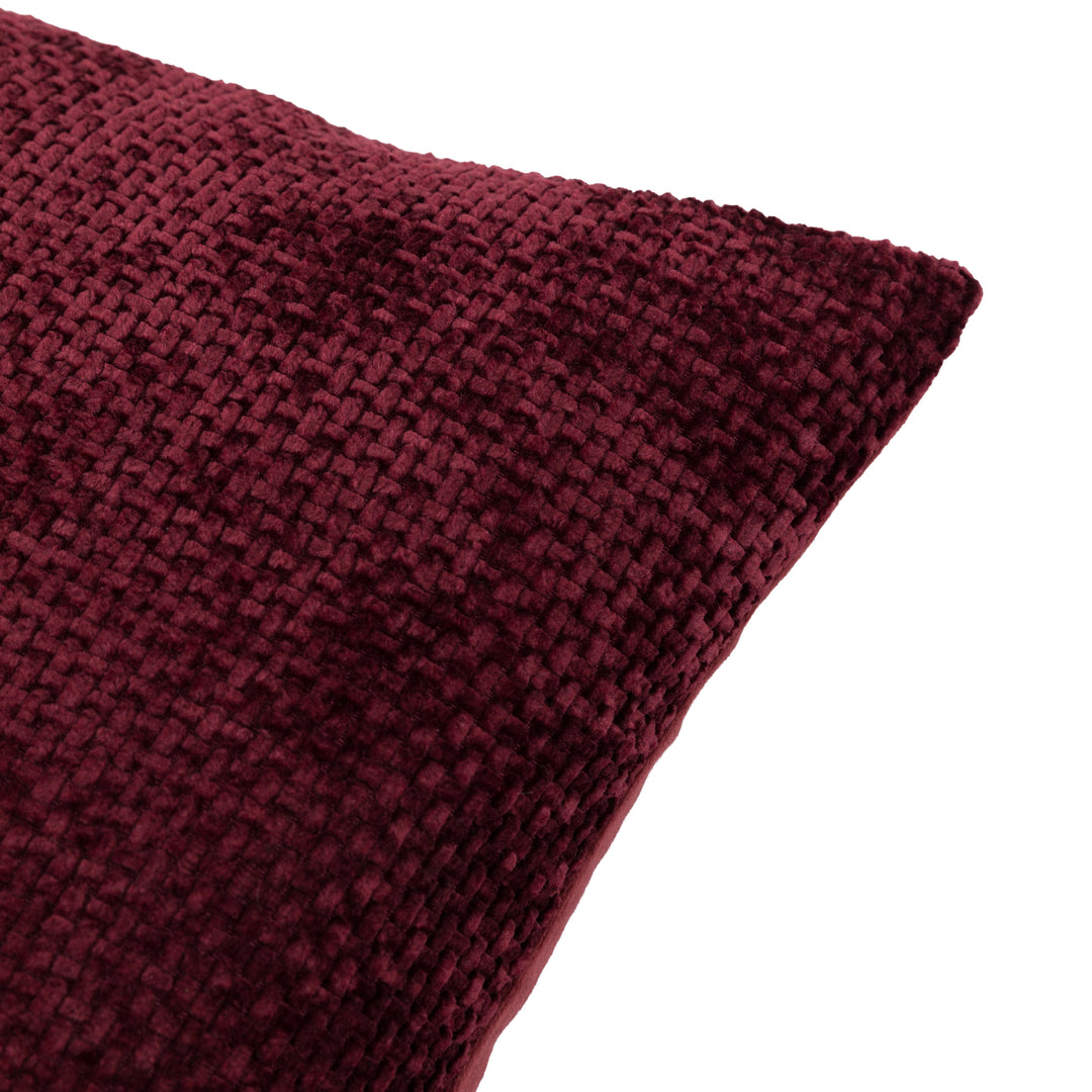 Set of 2 Basketweave Chenille Cushion Merlot