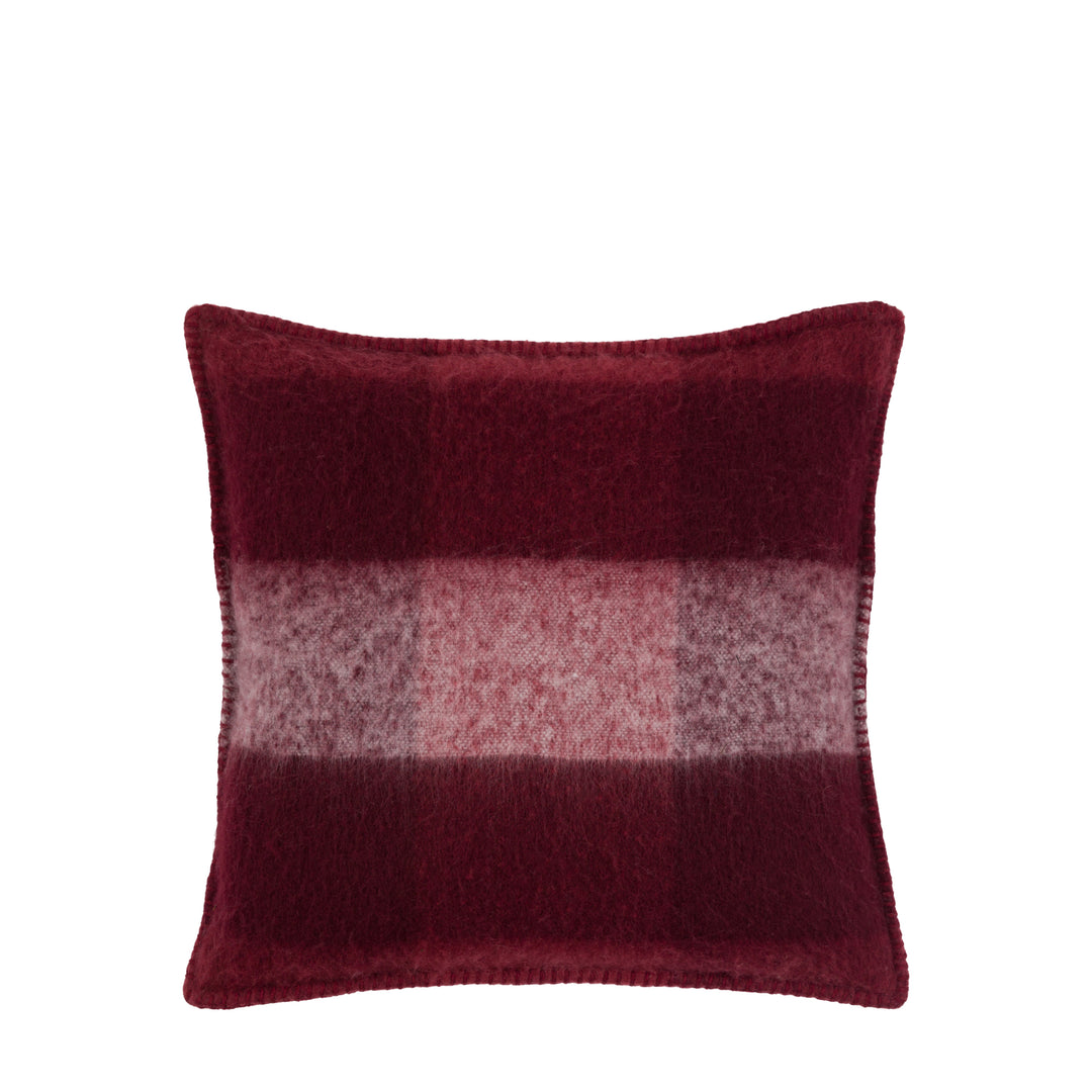 Check Faux Mohair Cushion Merlot