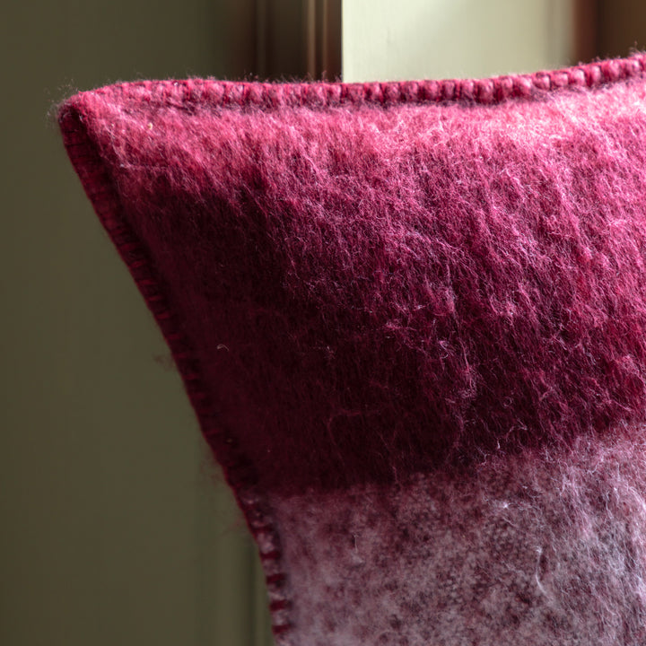 Check Faux Mohair Cushion Merlot