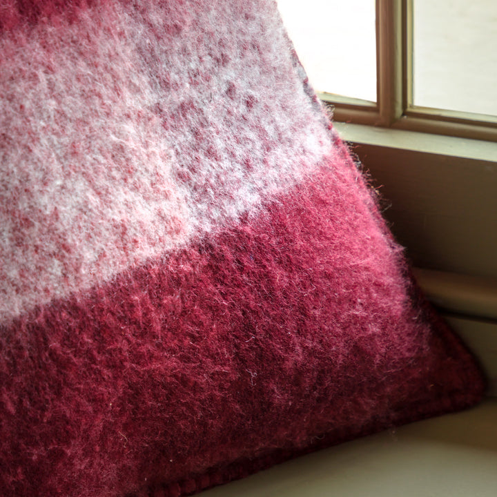 Check Faux Mohair Cushion Merlot