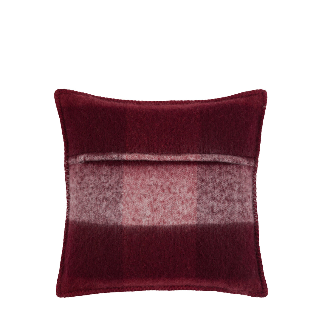 Check Faux Mohair Cushion Merlot