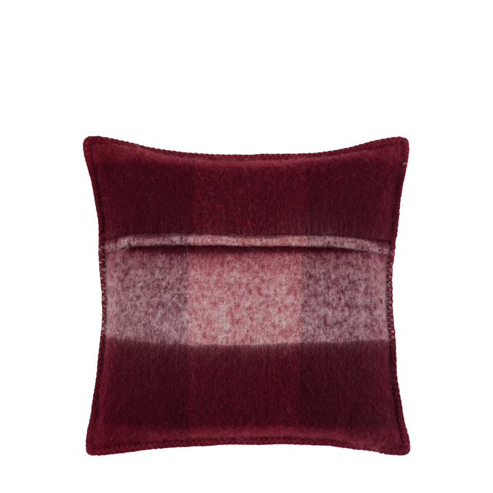 Check Faux Mohair Cushion Merlot