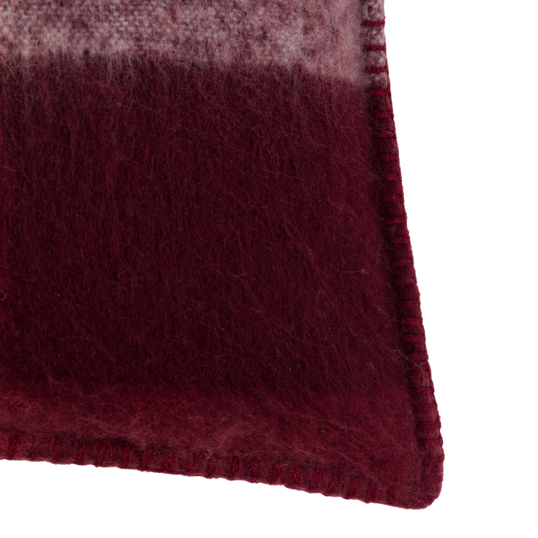 Check Faux Mohair Cushion Merlot