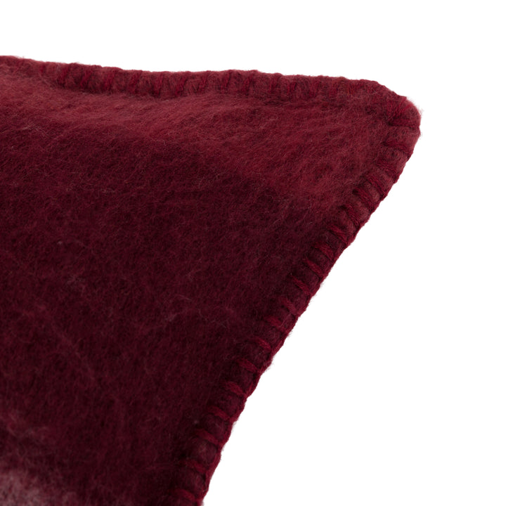 Check Faux Mohair Cushion Merlot