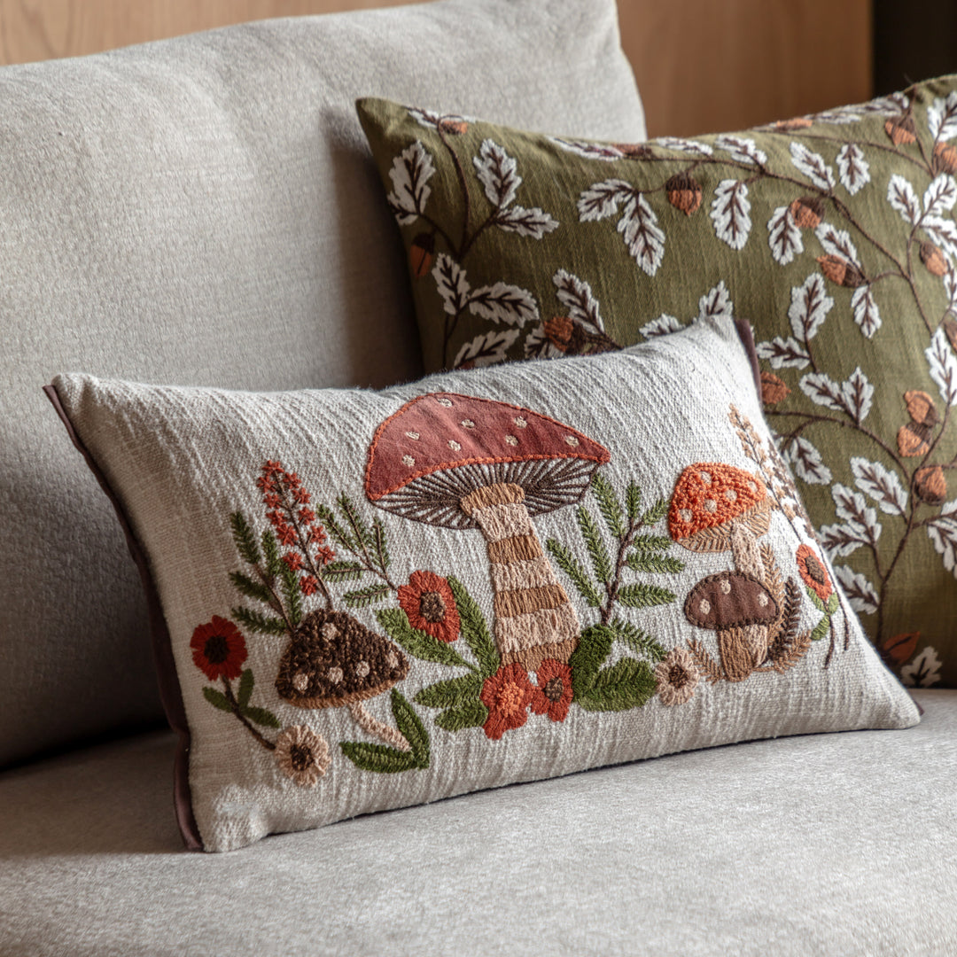 Mushroom Embroidered Cushion