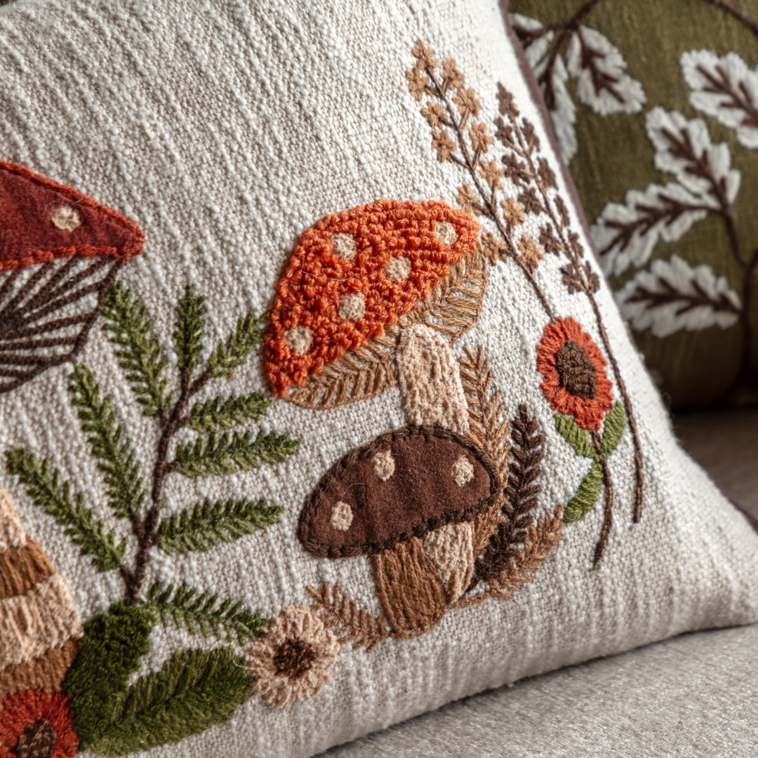 Mushroom Embroidered Cushion