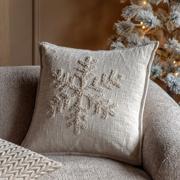 Deco Luxe Embroidered Snowflake Cushion