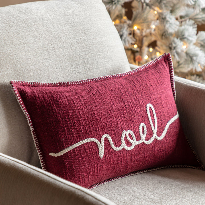 Heritage Noel Embroidered Cushion Merlot