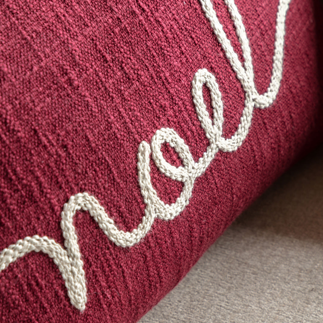 Heritage Noel Embroidered Cushion Merlot