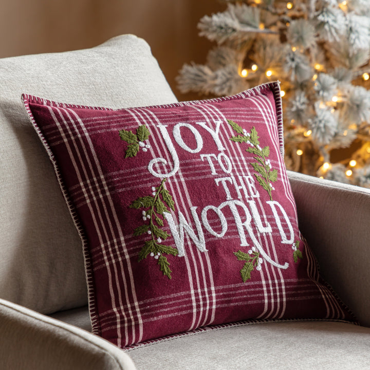 Heritage Joy To The World Cushion Merlot